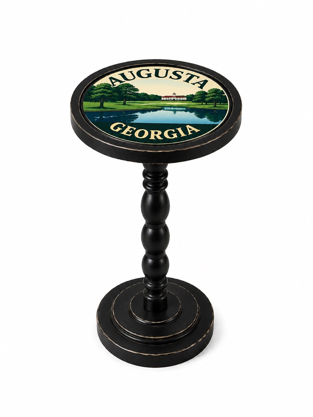 Augusta Georgia Round Accent Side Table, Whiskey Stand, Modern Martini Perch